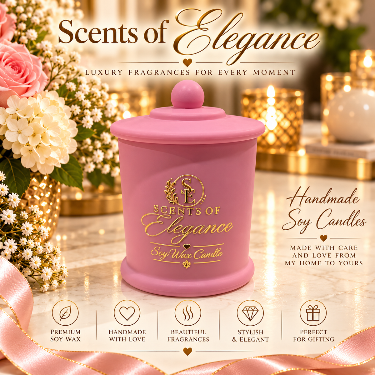 Pink Candle Jar 450g