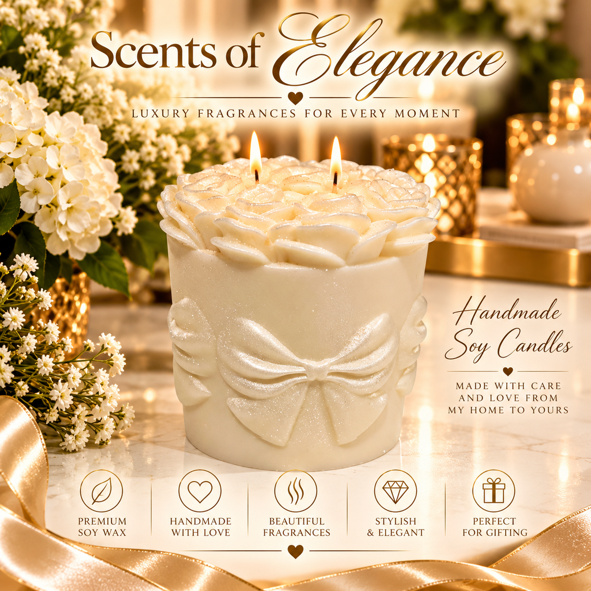 Wax Roses Candle 680g
