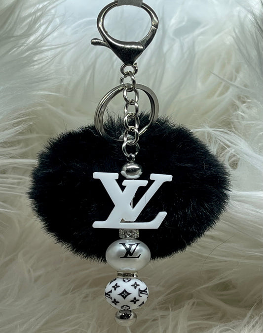 LV Inspired White Keychain