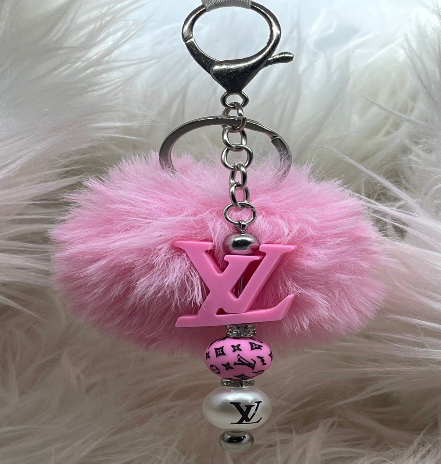 LV Inspired Pink Keychain