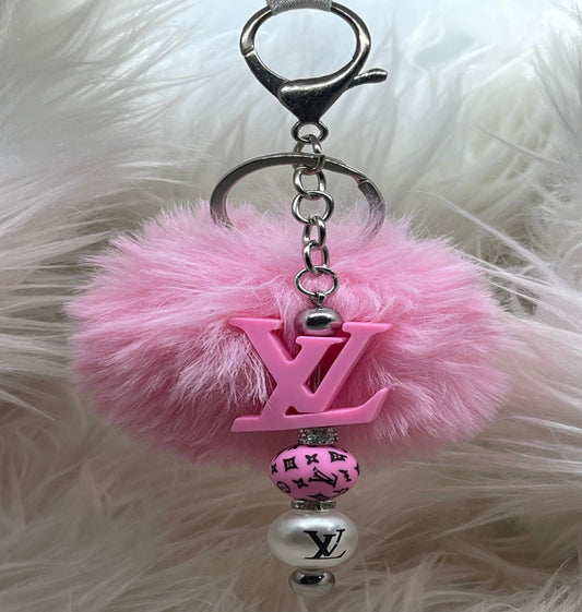 LV Inspired Pink Keychain