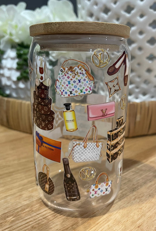 LV Inspired Glass Tumbler