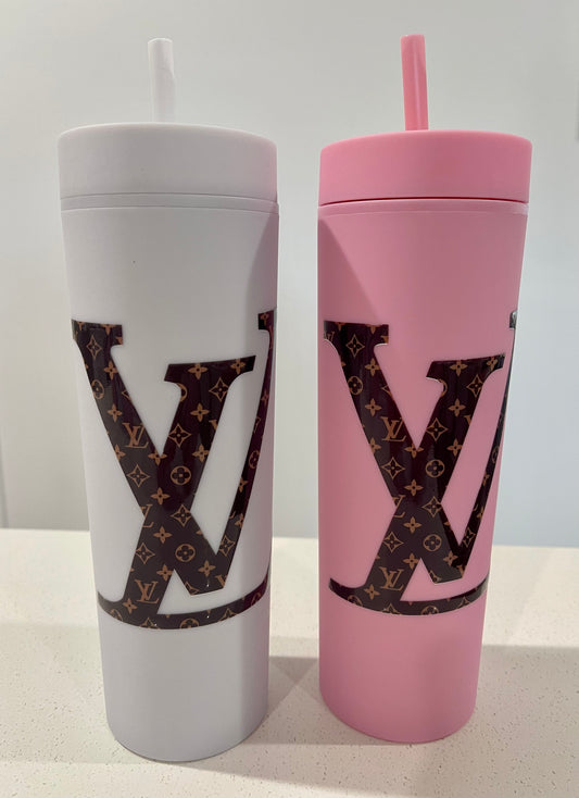 LV Inspired Initial Tumbler