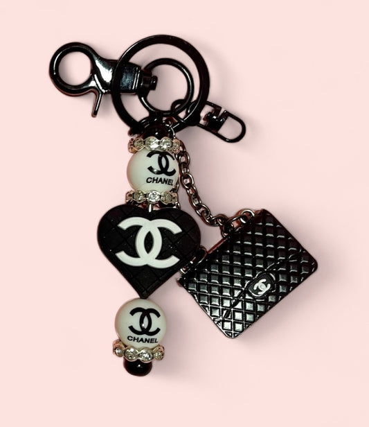 Black CC Handbag Inspired Keychain